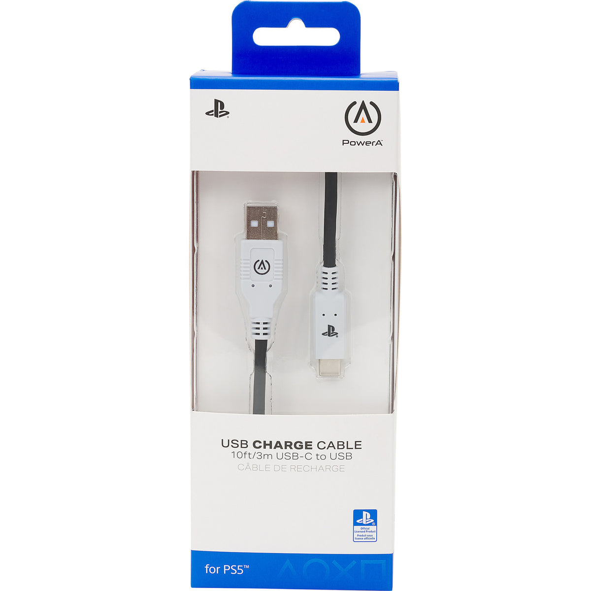 Cable Powera USB-C para Playstation 5 (blanco y negro, 3 metros)