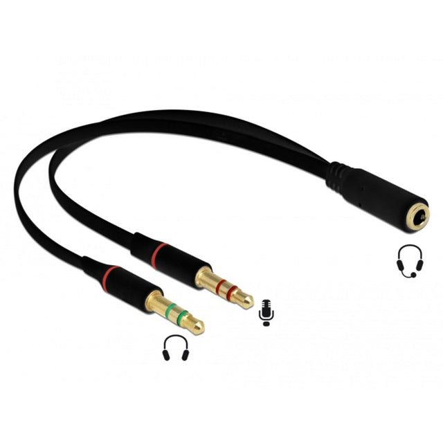 Adaptador de auriculares Delock (negro, 0,2 metros)