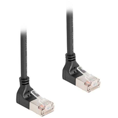 Delock cable de red rj45 cat.6a s ftp delgado 90° hacia arriba en ángulo de 0,5 m (negro)