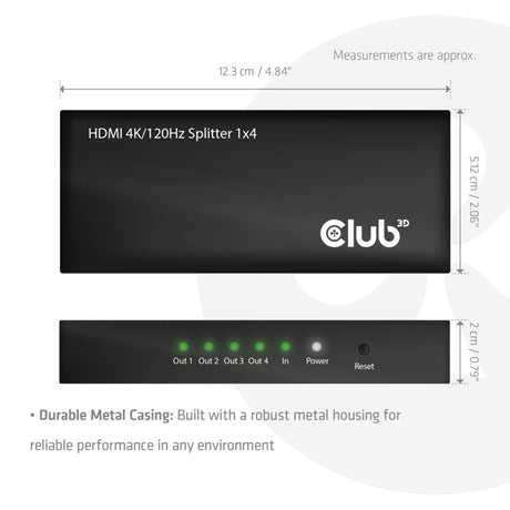 Divisor HDMI Club 3D 1x > 4x HDMI 4K 120Hz (negro)