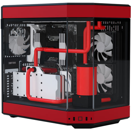 Carcasa torre midi Hyte y60 (rojo negro | 3x USB-A | vidrio templado)