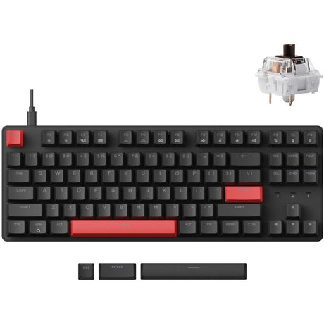Teclado mecánico Lemokey x1-a3 (negro, diseño estadounidense (qwerty), marrón mecánico keychron, 80% (tkl), LED rojos, abs de doble disparo)