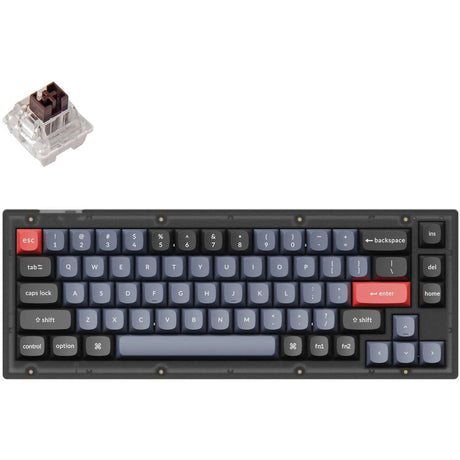 Teclado mecánico para juegos Keychron v2-a3 rgb (negro, diseño estadounidense (qwerty), k pro marrón, 65%, leds rgb, pbt de doble disparo, intercambio en caliente)