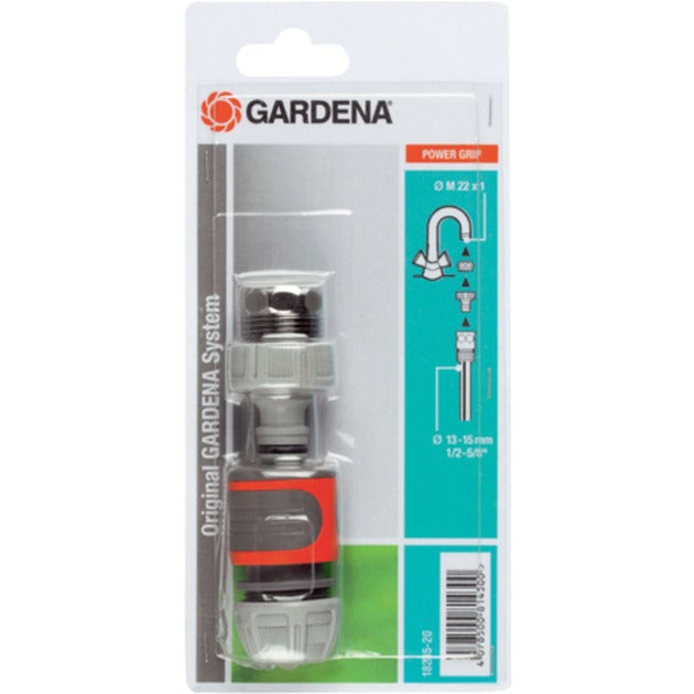 Acoplamiento enchufable de conexión de grifo de plástico Gardena - 13 mm (1 2) ø, 15 mm (1 2) ø, 24,2 mm (3 4) interior - 18285-20