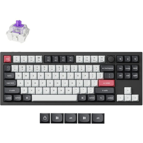Teclado mecánico Keychron q3 he qmk-m1 rgb (negro, diseño estadounidense (qwerty), nebulosa magnética de doble riel gateron, 80% (tkl), leds rgb, pbt de doble disparo osa, intercambio en caliente, perilla, 2.4ghz | bluetooth 5.1 | usb-c)