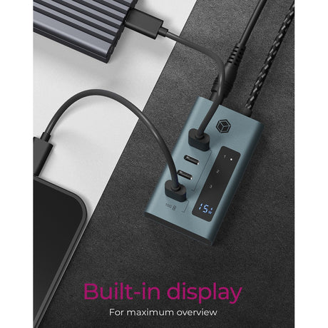 Icy box ib-hub1454-c31 concentrador USB (gris azul-gris, 4x USB-C 3,2 (10 Gbit s))