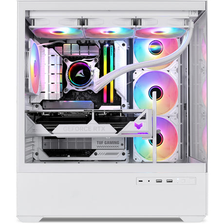 Carcasa de torre midi Sharkoon ak6 rgb (blanca | 2x usb-a | 1x usb-c | rgb | vidrio templado)