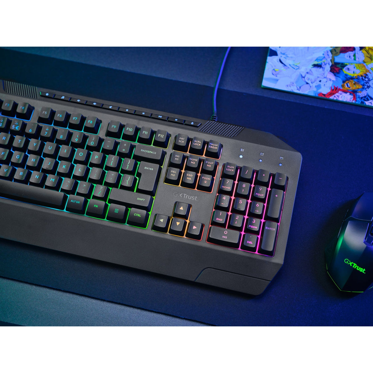 Trust GXT 836 EVOCX RGB teclado para juegos (negro, disposición US (QWERTY), membrana, 100%, RGB)