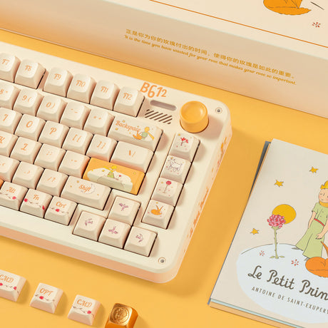 Teclado mecánico inalámbrico iqunix zx75 sunset ponder (amarillo claro, diseño estadounidense (qwerty), principito iqunix, 75%, leds rgb, intercambiable en caliente, pbt de doble disparo, 2,4 ghz | bluetooth 5.1 | usb-c)