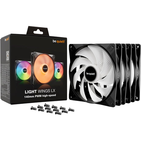 ¡Tranquilizarse! Light Wings lx pwm ventiladores de caja rgb de alta velocidad (negro, 3 piezas, 140 x 140 x 25 mm)