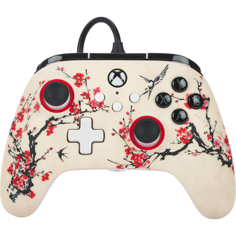 Controlador powera Advantage con cable para xbox series x|s - warrior's nirvana (magnolia white, xbox series x|s, xbox one, PC)