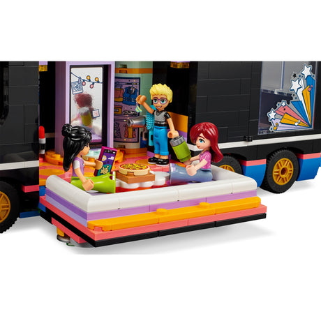Lego friends - juguete de construcción del autobús turístico de la estrella del pop (42619)