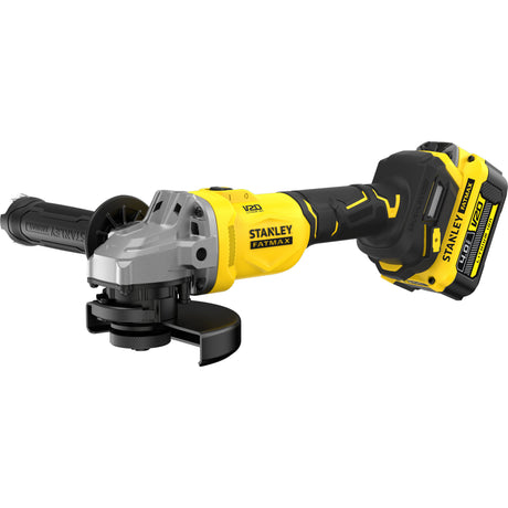 Amoladora angular Stanley fatmax v20 18v 125mm (negra amarilla, batería y cargador incluidos, con estuche)