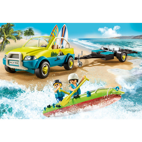Playmobil family fun - vagón de playa con canoas, juguetes de construcción (70436)