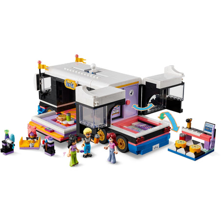 Lego friends - juguete de construcción del autobús turístico de la estrella del pop (42619)