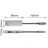 Conectividad Act Adaptador multipuerto USB-C 4K para 2 pantallas HDMI, puerto de datos USB-A (aluminio)