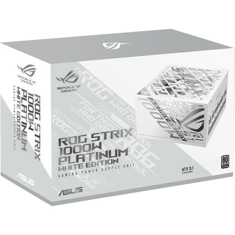 Fuente de alimentación modular asus rog strix platinum white edition de 1000 vatios (blanca, 1x 12v-2x6, 4x pcie)