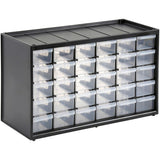 Cómoda Stanley, caja de herramientas con 30 compartimentos (negro transparente)
