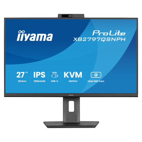 Monitor iiyama prolite xb2797qsnph-b1 27 (negro, hdmi, displayport, usb-c, lan, audio, webcam)