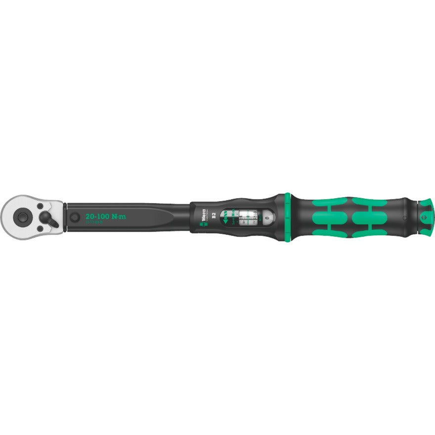 Llave dinamométrica Wera click-torque b 2 con trinquete inversor, 20-100 nm (negro verde)