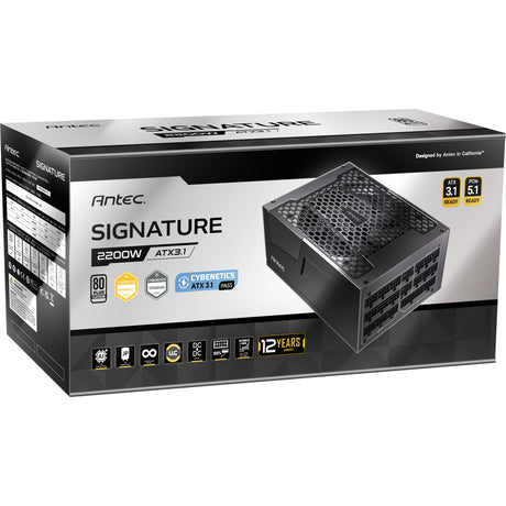 Fuente de alimentación modular Antec Signature 2200 Platinum atx3.1 de 2200 vatios (negro, 2x 12v-2x6, 6x pcie)