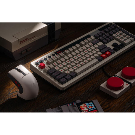 Ratón 8bitdo retro r8 - edición n (gris rojo, 50 - 26000 ppp, Bluetooth USB-C 2,4 GHz)