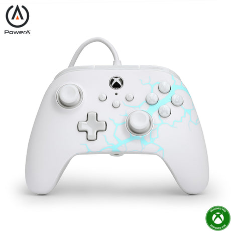 Controlador powera Advantage con cable para xbox series x|s - polar ice (blanco azul, xbox series x|s, xbox one, PC)