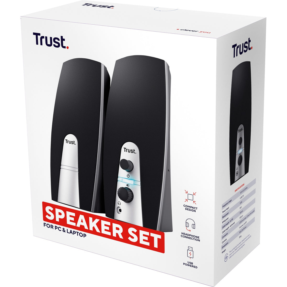 Juego de altavoces Trust 2.0 Altavoz para PC (negro plateado)