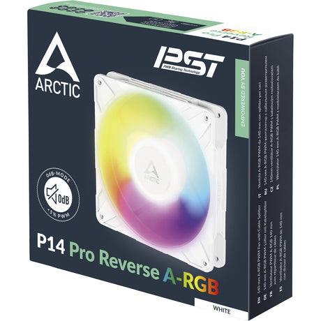 Ventilador de caja Arctic p14 pro inversa a-rgb (blanco, 140 x 140 x 30 mm, pwm)