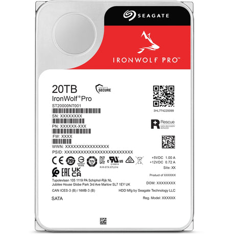 Disco duro Seagate ironwolf pro 20 TB (ST20000NT001, SATA 600, 24 7)