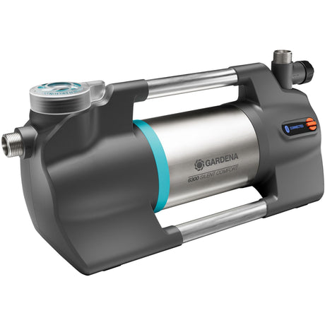 Bomba de riego Gardena 6300 silentcomfort (acero inoxidable gris oscuro, 1050 vatios | Bluetooth)