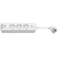 Regleta Goobay de 3 vías con interruptor y regleta USB (blanca, cable 1,5 metros, 2x USB-A)