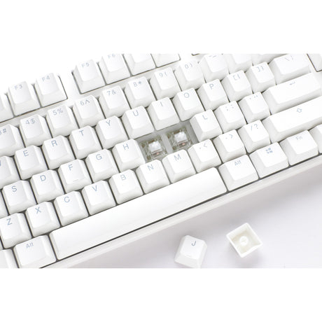 Teclado mecánico Ducky one 3 clásico blanco puro tkl rgb (blanco, diseño estadounidense (qwerty), rojo cereza mx, 80% (tkl), leds rgb, pbt de doble disparo, intercambiable en caliente, mecánica quack)