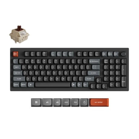 Teclado mecánico personalizado inalámbrico Keychron v5 ultra 8k (negro, diseño estadounidense (qwerty), marrón seda pom, 96 %, rgb, intercambio en caliente, 2,4 ghz | bluetooth 5.3 | usb-c)