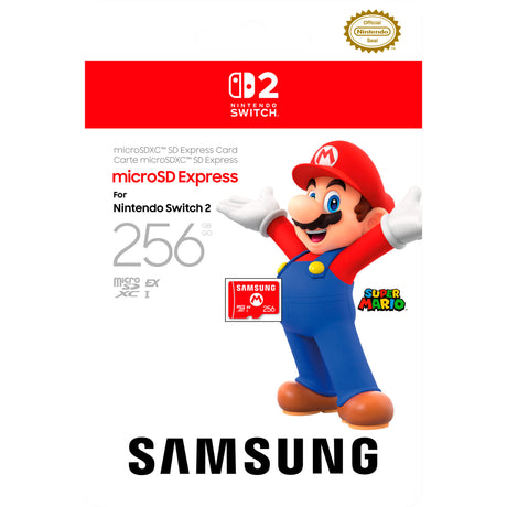 Tarjeta Samsung Nintendo Switch 2 microSD express Tarjeta de memoria de 256 GB (en diseño Mario)