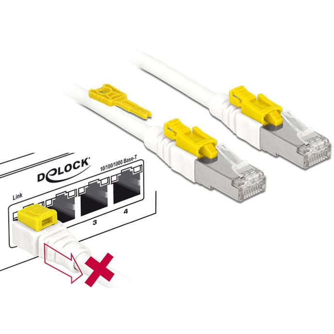 Delock cable de conexión rj-45 seguro con cat.6a (blanco, 85332, 2 metros)