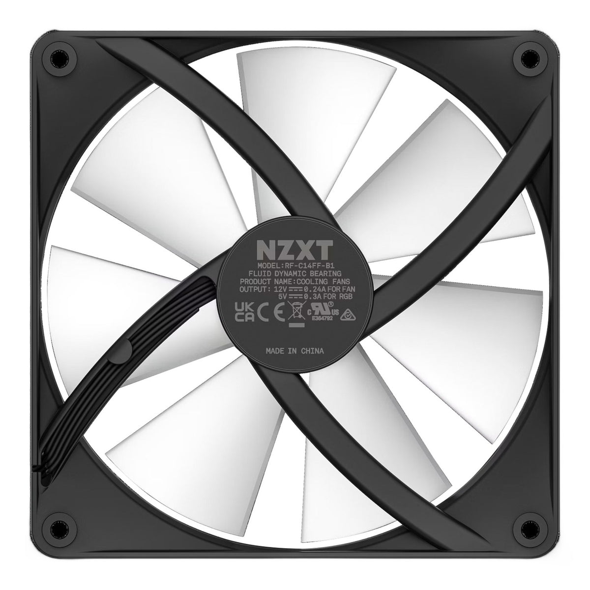 Nzxt f140 rgb core ventilador de caja (negro, 140 x 140 x 26 mm, pwm, sin controlador)