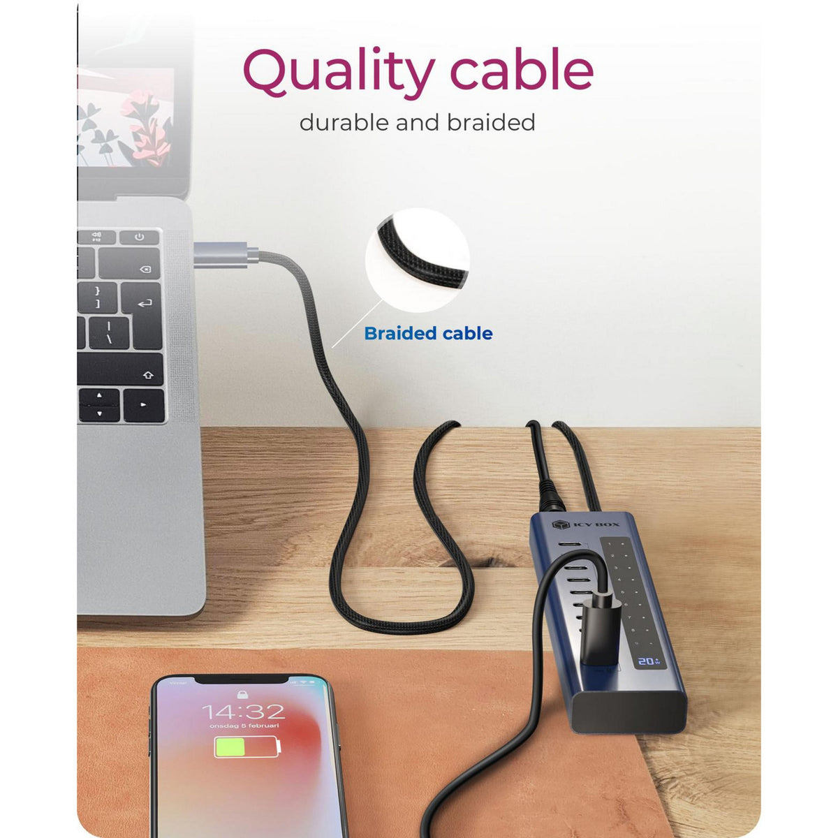 Icy box ib-hub1450-c31 concentrador usb (antracita)
