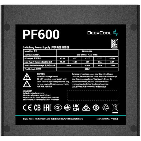 Fuente de alimentación Deepcool pf600 de 600 vatios (negro, 4x pcie)