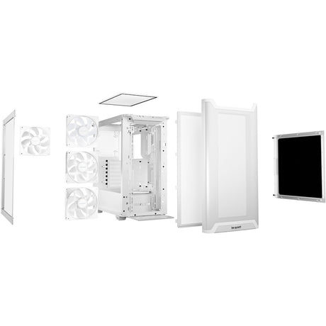¡Tranquilizarse! carcasa de torre midi pure base 501 lx (blanco | 2x USB-A | 1x USB-C | RGB | vidrio templado)
