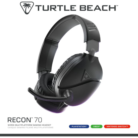 Turtle beach ear force recon 70p negro (2024) auriculares supraaurales para juegos (negro, ps4, ps5, xbox series x|s, xbox one, switch, pc, móvil)