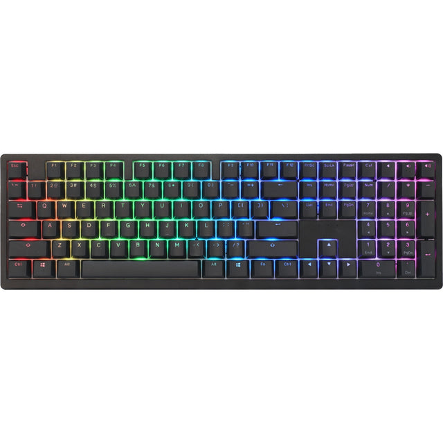 Teclado mecánico para juegos Ducky zero 6108 classic black rgb (negro, diseño estadounidense (qwerty), cherry mx2a blue, 100%, leds rgb, pbt de doble disparo, intercambio en caliente, 2,4 ghz | bluetooth | usb-c)
