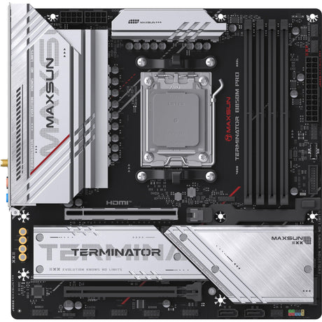 Maxsun MS-Terminator B850M Pro WiFi Socket AM5 placa base (negro, RAID, 2,5 GB-LAN, WLAN, BT, Sonido, µATX)