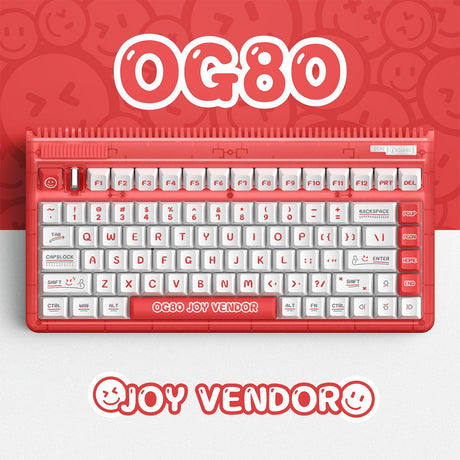 Teclado mecánico inalámbrico Iqunix OG80 Joy Vendor (gris, diseño estadounidense (QWERTY), Cherry MX Brown, 80% (TKL), LED RGB, intercambiable en caliente, PBT, 2,4 GHz | Bluetooth 5.1 | USB-C)