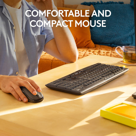 Conjunto de escritorio combo de teclado y mouse inalámbrico silencioso Logitech mk295 (negro, diseño internacional de EE. UU. (qwerty), 100 %)