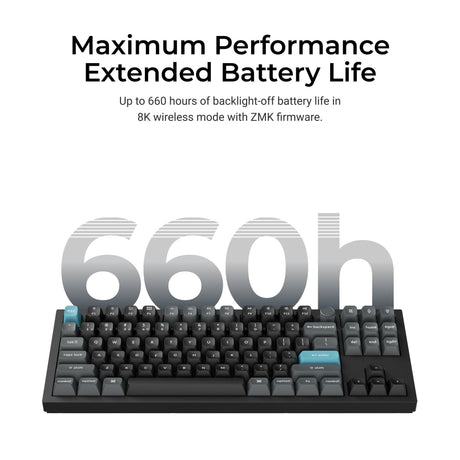 Teclado mecánico personalizado inalámbrico Keychron q3 ultra-m4 8k (negro, diseño estadounidense (qwerty), seda pom banana, 80% (tkl), rgb, intercambio en caliente, 8k, 2,4 ghz | bluetooth 5.2 | usb-c)