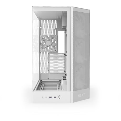 Carcasa midi tower nzxt h9 flow rgb (blanco (mate) | 2x usb-a | 1x usb-c | rgb | vidrio templado)