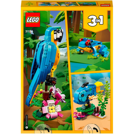 Lego Creator 3 en 1, loro exótico, rana y pez, juego de juguetes para niños - 31136