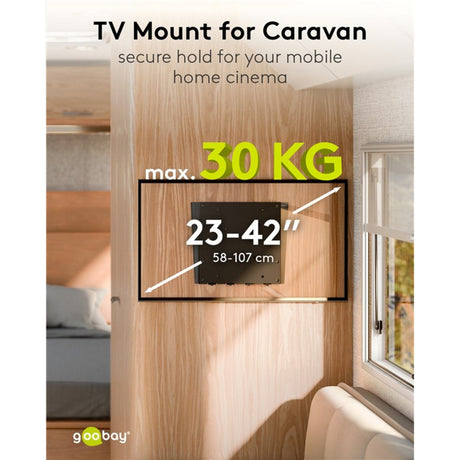 Goobay Soporte de pared para TV para caravana fijo (m), montaje en pared de 23 a 42 pulgadas (negro)