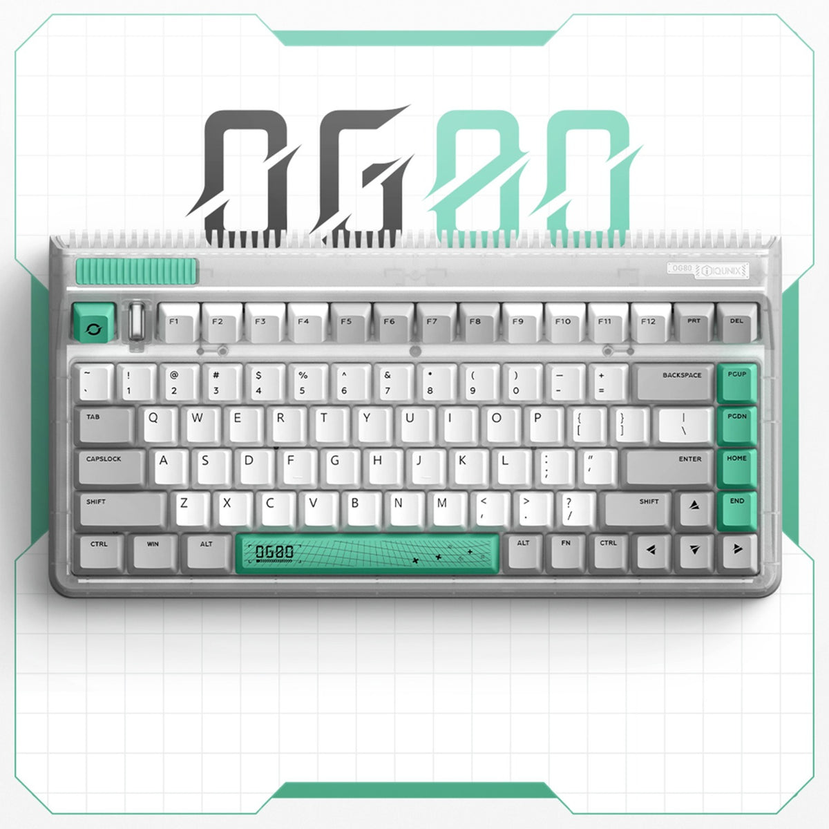 Teclado mecánico inalámbrico con agujero de gusano Iqunix OG80 (gris, diseño EE. UU. (QWERTY), Cherry MX Red, 80% (TKL), LED RGB, intercambiable en caliente, PBT, 2,4 GHz | Bluetooth 5.1 | USB-C)